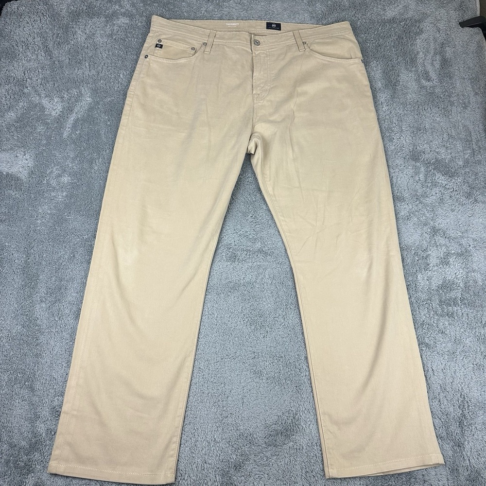 AG Adriano Goldschmied Pants Mens 38x29 Tag 38x32 Beige Everett Slim Straight - Picture 1 of 11